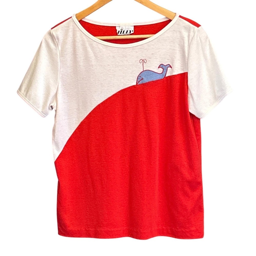 Vintage 90s Jilly T-Shirt Whale Colorblock Nautical Coastal Grandma Seaside